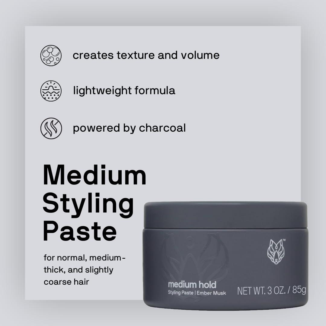 image:imageBlack Wolf Hair Styling Paste for Men Light Hold  Water Based Hair Styling Product for All Hair Styles amp Types  Barber Grade NonGreasy amp Long Lasting Wax  Add Texture amp Volume 3 ozMedium Hold