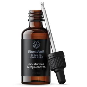 Black Wolf 100% Pure Argan Oil – Moisturizing & Rejuvenating Cold-Pressed Argan Oil for Hair, Face & Skin – Hydrating, Non-Greasy & Lightweight – Suitable for All Hair Types – 1 Fl Oz