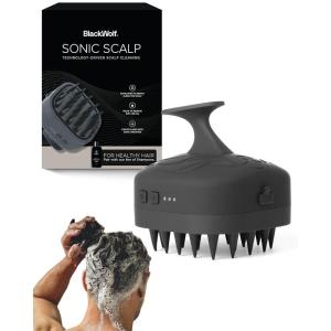 Black Wolf Sonic Scalp Scrubber – Electric Hair & Scalp Massager Brush with 3-Speed Oscillation – Rechargeable Shower Brush & Head Scrubber with Soft Silicone Bristles for Deep Clean & Exfoliation(Black)
