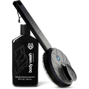 Black Wolf Sonic Scrubber Pro & Moisturizing Body Wash Set – Men’s Shower & Bathroom Essentials Gift Set for Dry, Dehydrated, & Sensitive Skin – Hydrating Bodywash & Vibrating Face & Body Scrubber(Sonic Scrubber Pro & Acne Body Wash Kit)
