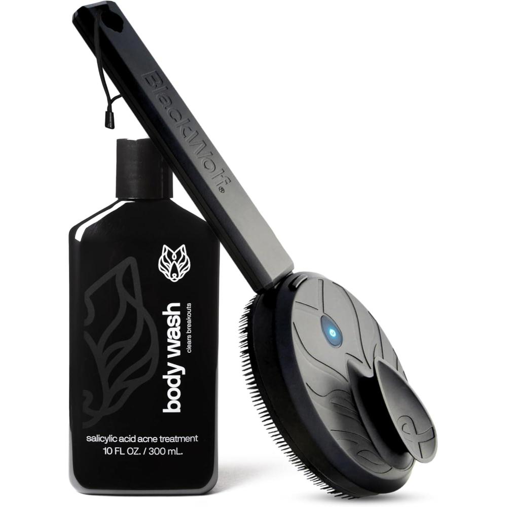 image:imageBlack Wolf Body Scrubber  100 Silicone Bristles for a Hygienic Deep Clean Experience  Easy to Clean Excess Soap and Body Wash OffSonic Scrubber Pro  Acne Body Wash Kit