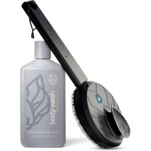 Black Wolf Body Scrubber – 100% Silicone Bristles for a Hygienic Deep Clean Experience – Easy to Clean Excess Soap and Body Wash Off(Sonic Scrubber Pro & Moisturizing Body Wash Kit)
