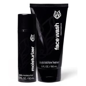 Black Wolf Face Wash and Oil-Free Moisturizer Gel Bundle for Oily Skin, Deep Clean- 2pc Bundle- Charcoal Powder and Salicylic Acid Reduce Acne Breakouts and Cleanse Your Skin- Gift Set for Men(2 Piece Set)
