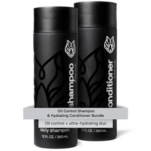 Black Wolf Mens Shampoo & Conditioner Set for Oily Hair – Oil Control Shampoo with Moisturizing & Deep Cleansing Formula – Conditioner for Soft & Silky Strands – Daily Hair Care for Men