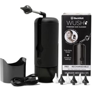 Wush Pro by Black Wolf – The Original Deluxe Water Powered Ear Cleaner with 6 Reusable Replacement Tips by Black Wolf – Safe & Effective for Ear Wax Buildup – Electric Ear Wax Removal Kit (Grey)(Black)
